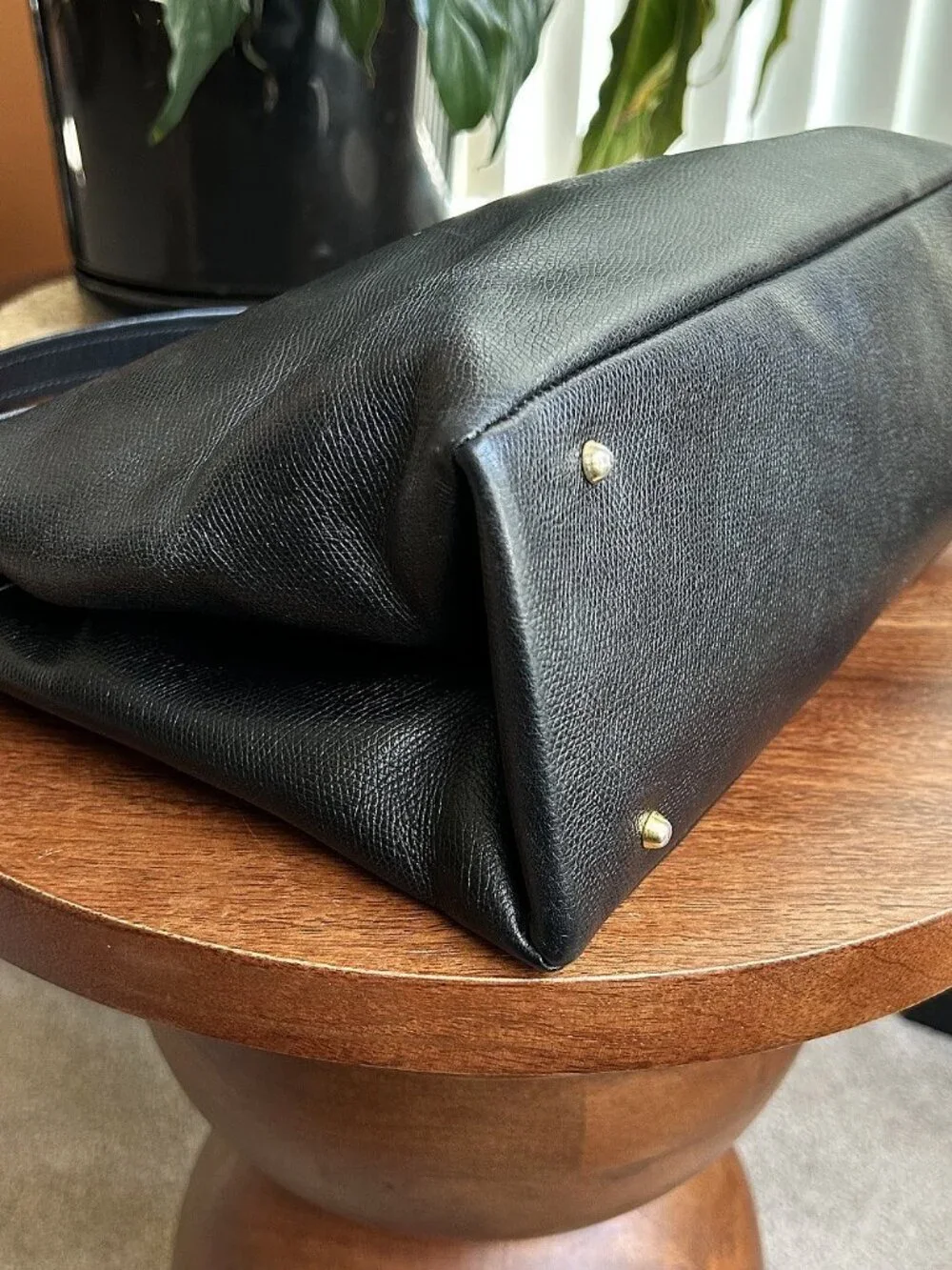 VERSACE Starburst Leather Tote, Black